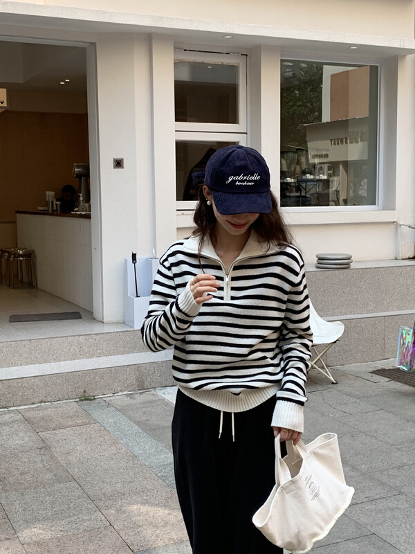 【T.G】Striped Loose and Comfortable Pullover Warm Sweater (100% Wool) 18599# CLS