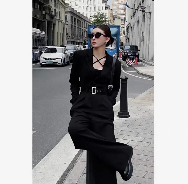 New in winter! [Ou Zhengsha] High-quality temperament suit jumpsuit (with belt) 19127# JJ