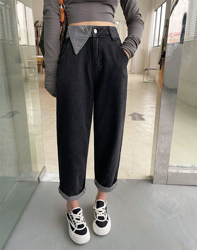 Original price 65.72! [M8 denim] High waist temperament all-match loose and thin jeans 51893# LSL