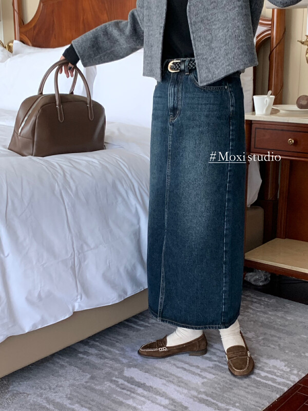 New in winter!【MOXI】Korean style all-match slim denim skirt 58527# CQW