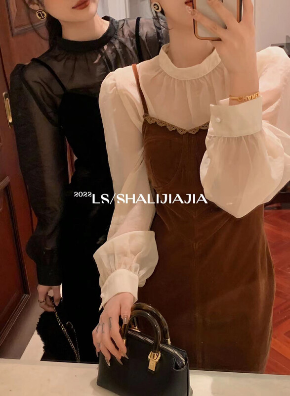 【LS】French elegant puff sleeve bottoming shirt 60202