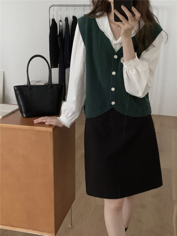 Original price 98.99! 【T.G】V Neck Versatile Solid Color Casual Vest 17928# CLS