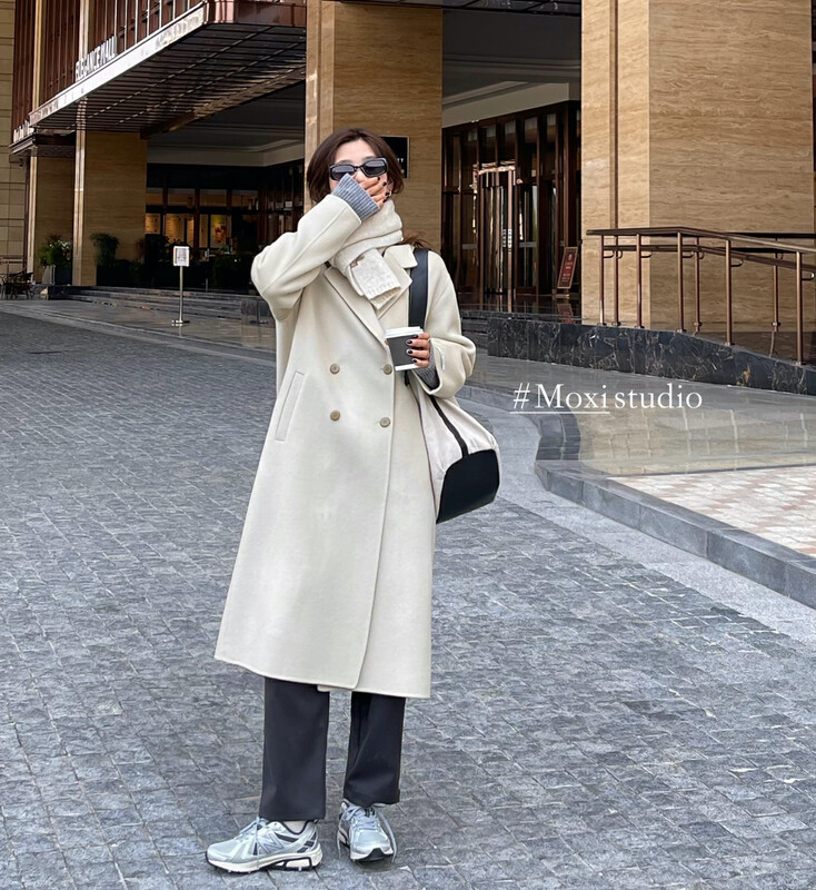 【MOXI】Korean double-breasted loose all-match wool coat (including 100% wool) 58508# CQW