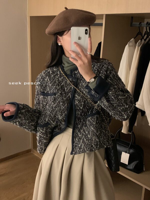 【SEEK PEACH】French Retro Small Fragrance Short Jacket 5798# L
