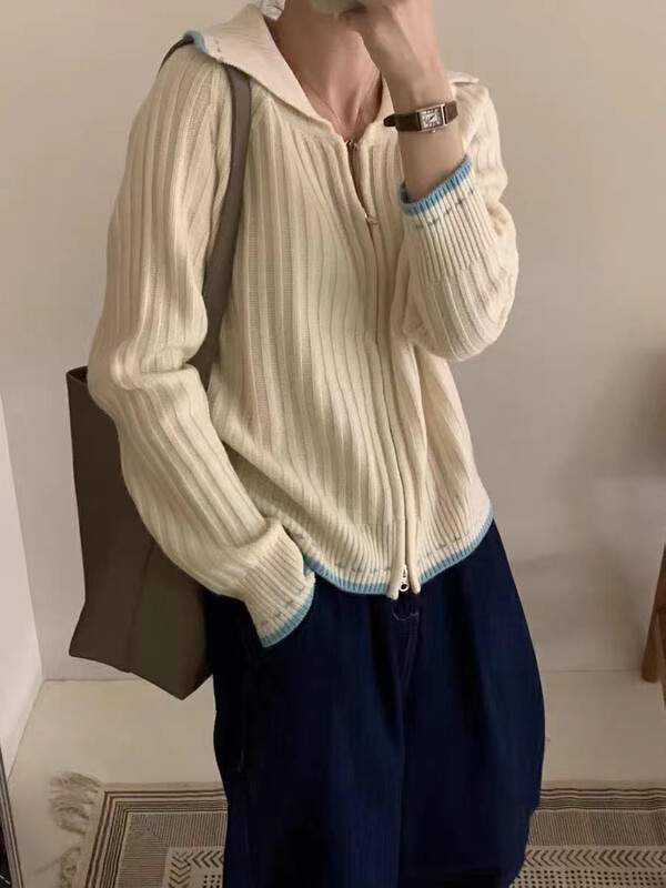 New in winter!【SEEK PEACH】 French gentle knitted lapel warm sweater 11973# L