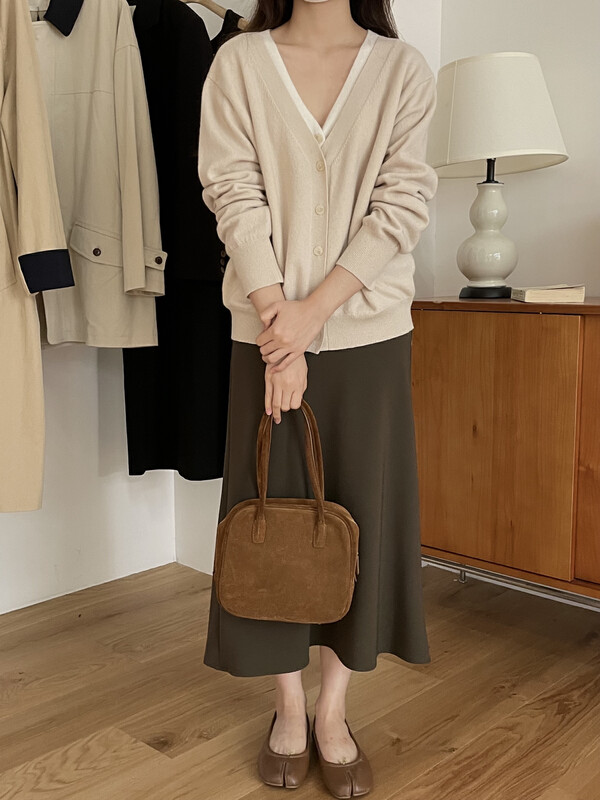 New in autumn!【T.G】V-neck single-breasted loose knitted cardigan 18555# CLS