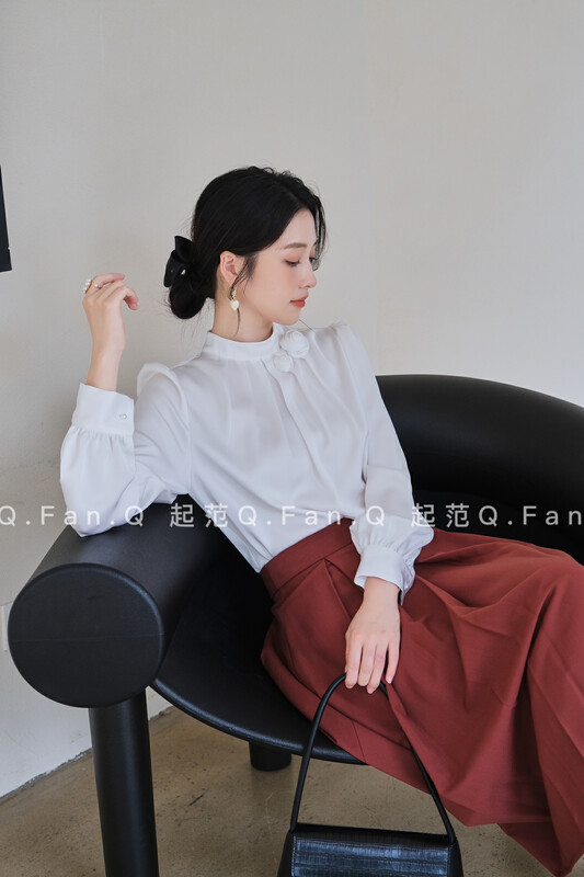 New in early autumn! [Fan] satin craftsmanship hand-sewn floral shirt 80182# JHY