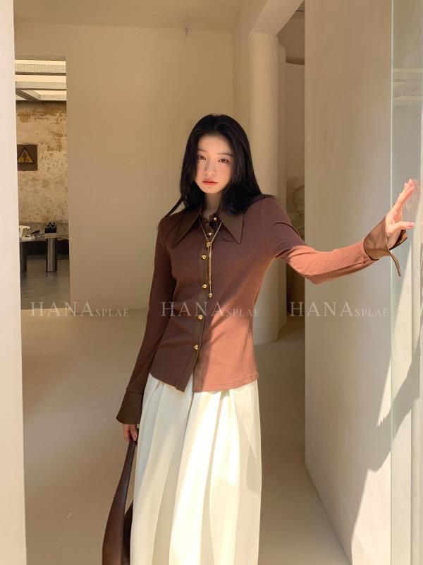 [HANNA Hanna] Simple and intellectual wool knitted cardigan Slim slim sweater knitted cardigan H10621# JHY