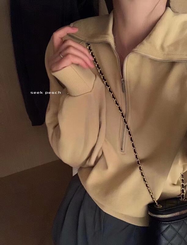 New in winter!【SEEK PEACH】Korean half zipper comfortable sweater s-5695# L