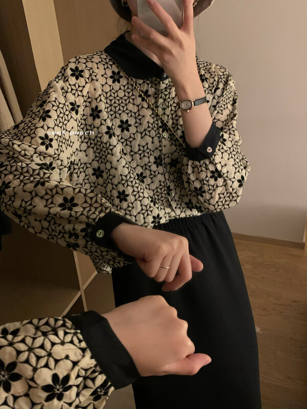 New in autumn!【SEEK PEACH】Single-breasted fashion texture shirt 5719# L