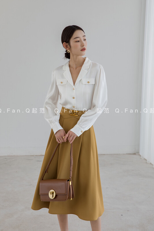 Autumn is new! [Fan] Twill suit material features waist design skirt 80237# JHY