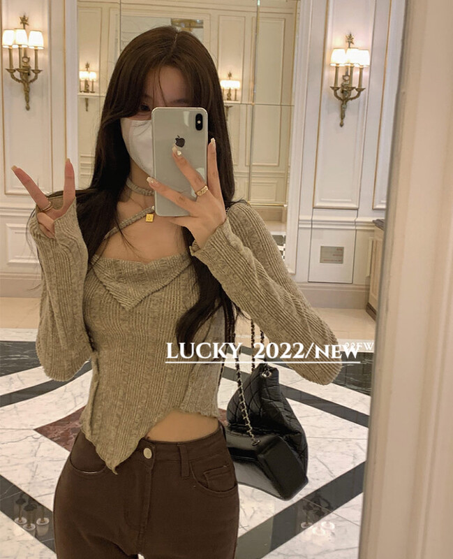 Autumn is new! [LUCKY] Irregular oblique button design high-quality thin shirt 9554# ZXX