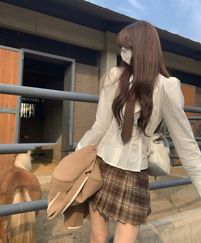 【Amanda】Lace lace waist all-match shirt (with tie detachable) 8848# PCZ