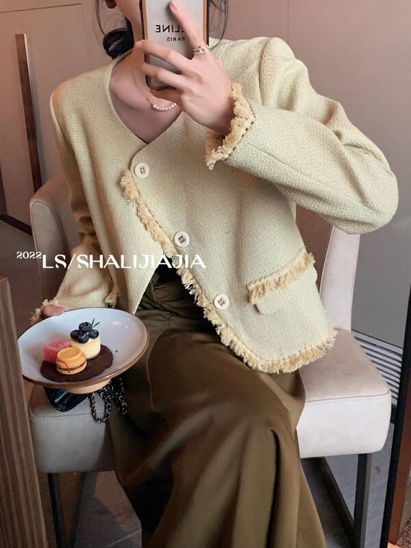[LS] High-end light luxury small fragrance short coat 60182
