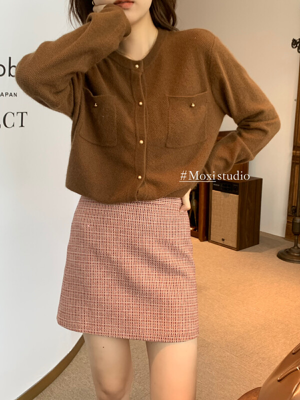 New in autumn!【MOXI】Classic plaid all-match slim A-swing skirt 3004# CQW