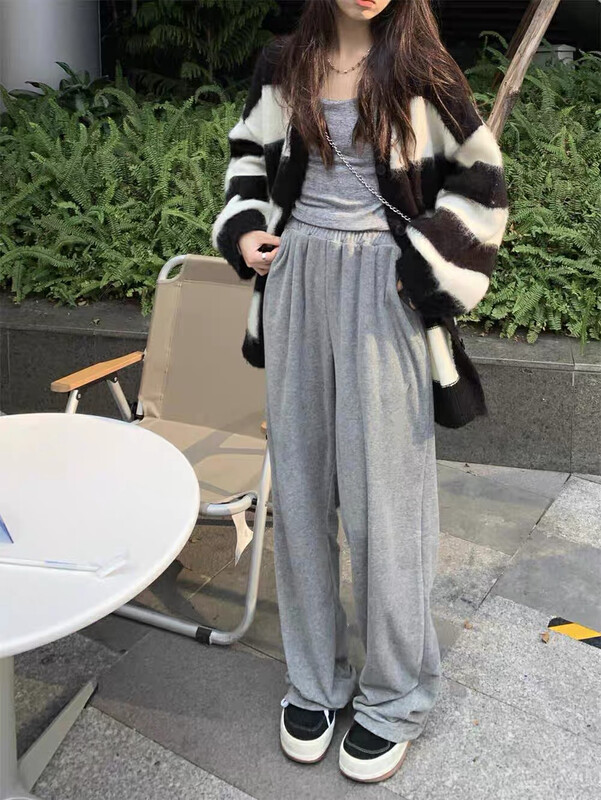 New for winter!  【MEET RAINBOW】Versatile Elastic Waist Wide Leg Casual Pants 08577# LSL