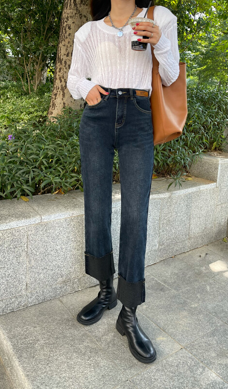 New for winter!  【Enxier】Korean version of all-match slimming straight-leg jeans K5593# FHX