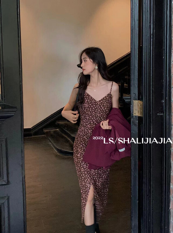 【LS】French Floral Sling Dress 8575# JHY