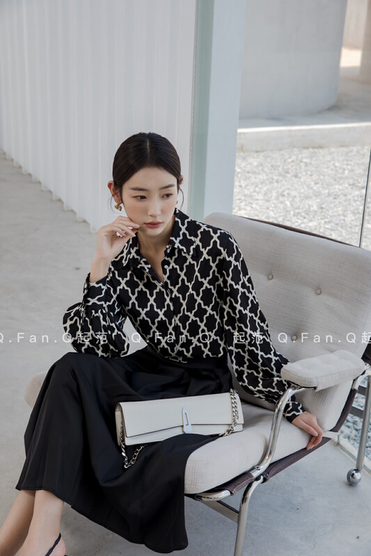 New in early autumn! [Fan] Chiffon Plaid Temperament Commuter Shirt 80179# JHY
