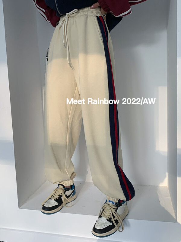 New in early autumn!【MEET RAINBOW】Fashionable all-match color-blocking sports casual pants 28787# LSL