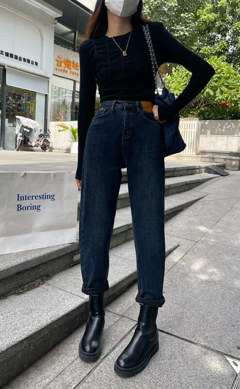 【Enxier】Solid color slim and versatile jeans K5600# FHX