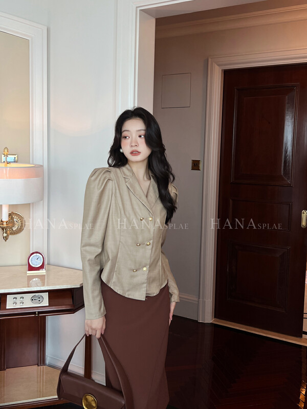 [HANNA Hanna] [Hanna] French retro shirt women's 22 autumn new light cooked bubble shirt H10510# JHY
