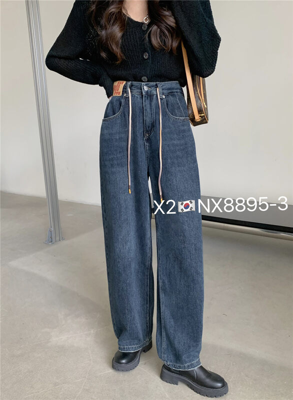 New in autumn! [X2 square] drawstring comfortable all-match jeans 8895# L