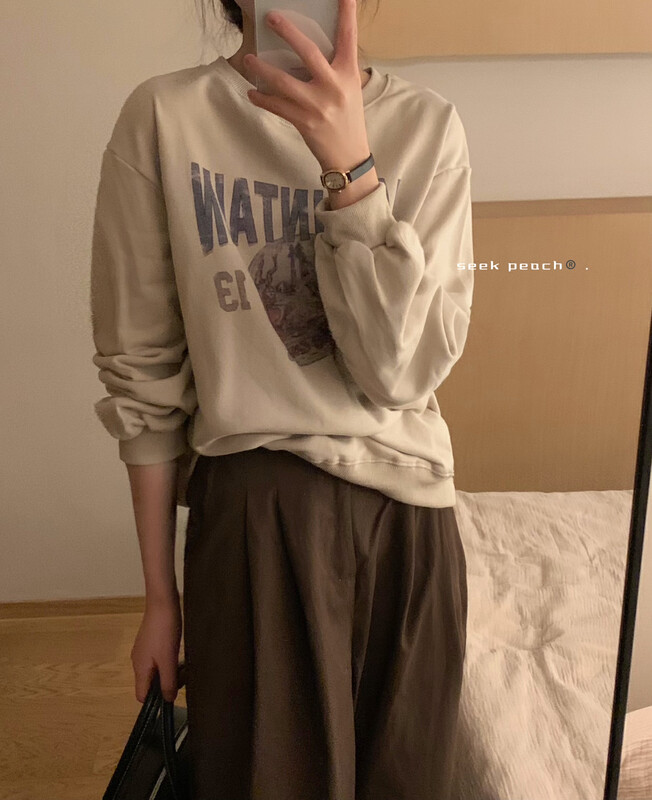 New in autumn! [SEEK PEACH] pullover comfortable all-match sweater 5708# L