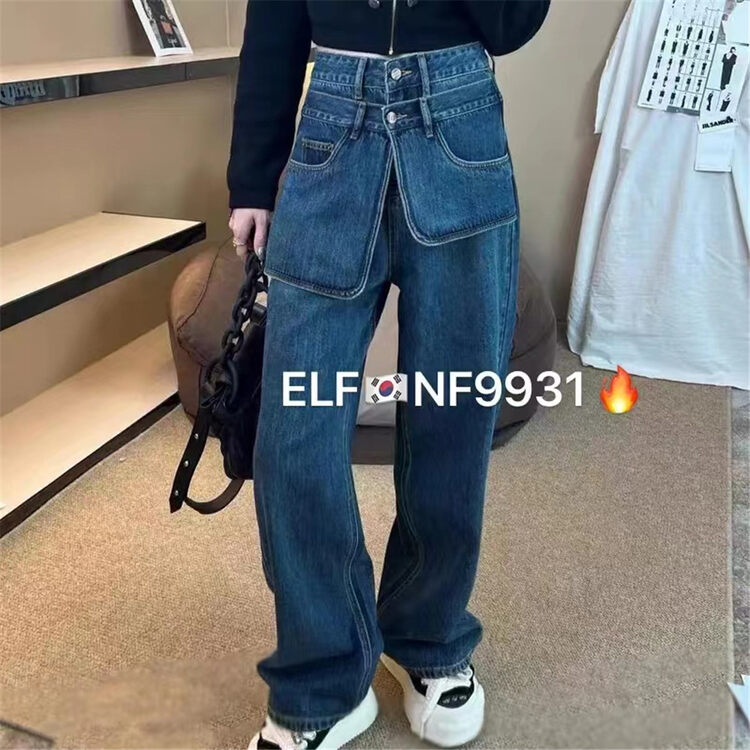New in autumn! [X2 square] high waist comfortable all-match jeans 9931# L