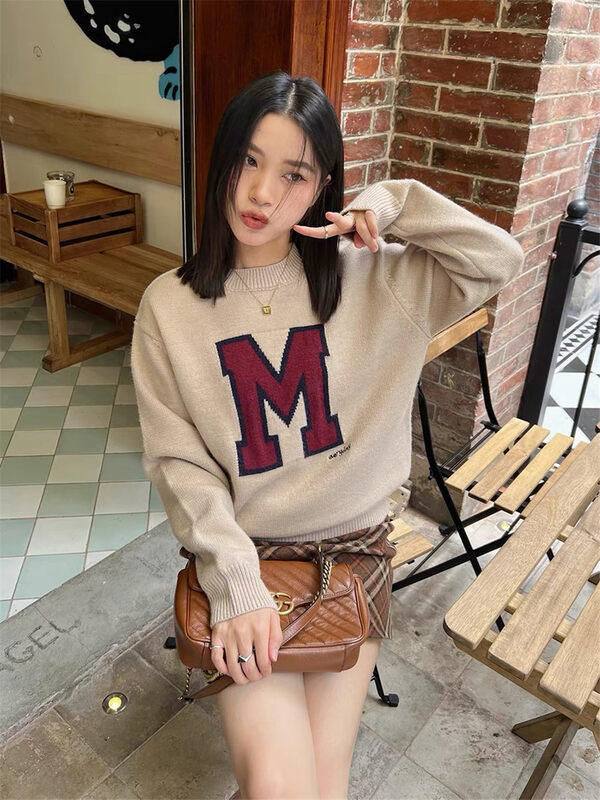 New in winter! [ARE YOU] Letter Print Pullover Comfortable Warm Sweater 368# L