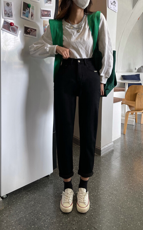 New in winter! [Enxier] Super soft and versatile thickened alpaca harem nine-point jeans EA5363# FHX