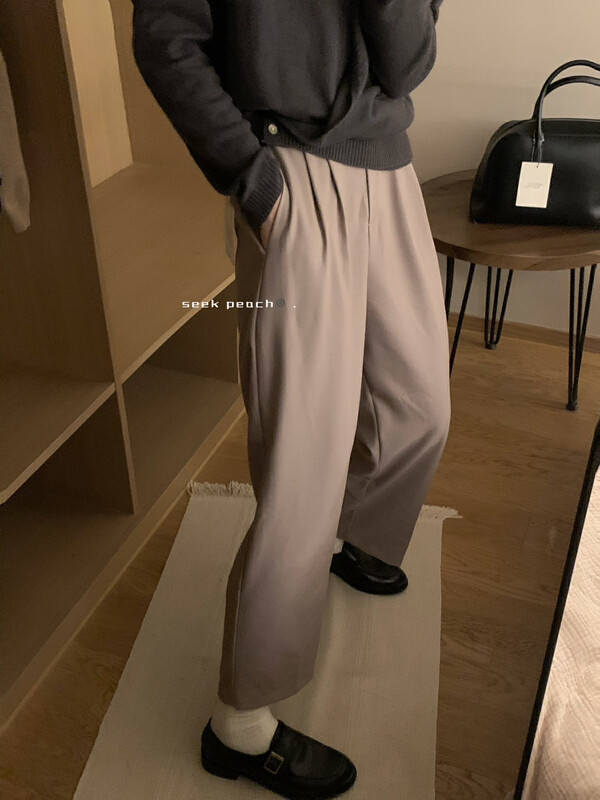 New in autumn! [SEEK PEACH] Back elastic waist commuter simple trousers 5689# L