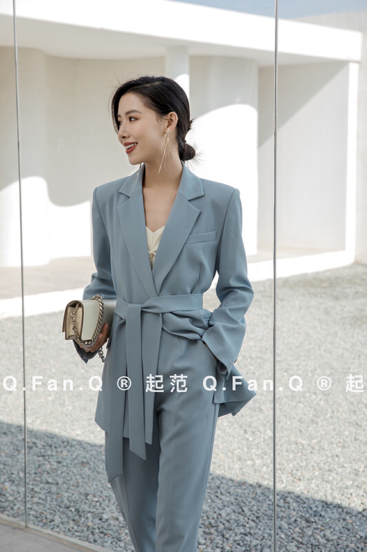 Autumn models are new! [Fan] Textured twill suit + simple commuter all-match trousers suit (with waist rope) 7975# JHY