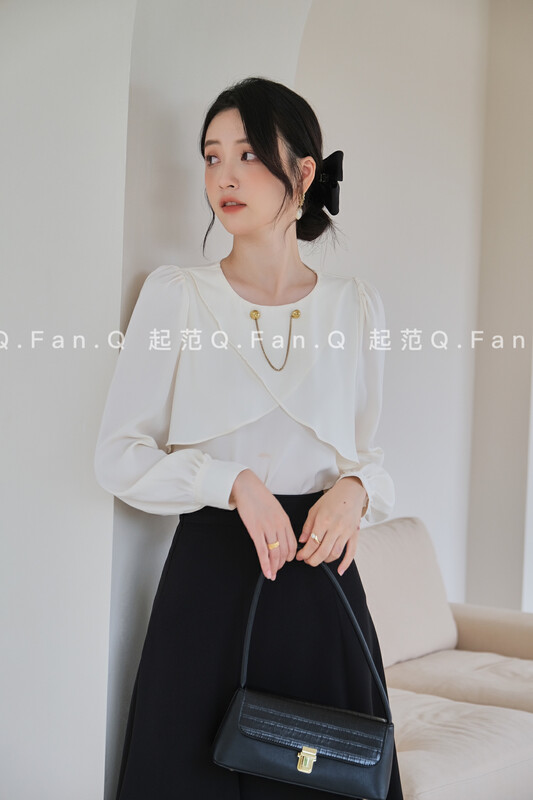 New in early autumn! [Fan] Fashionable satin front cross featured shirt 80176# JHY