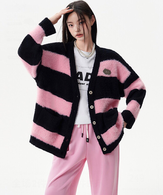 New for winter!  【Ouzhengsha】Contrast color stitching loose knitted cardigan 19131# JJ