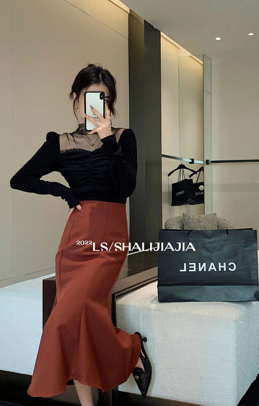 【LS】Fashionable all-match high waist fishtail skirt 2896# JHY