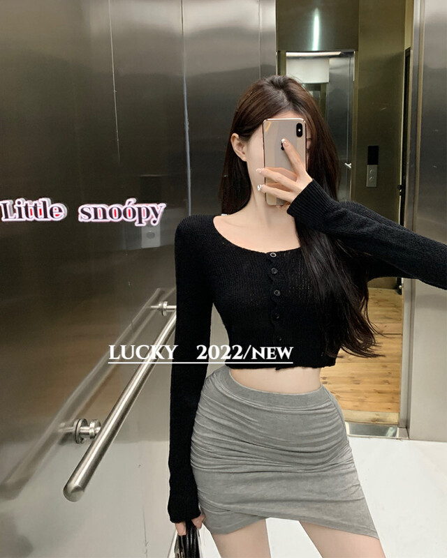 Autumn is new! [LUCKY] solid color slim short shirt 9431# ZXX