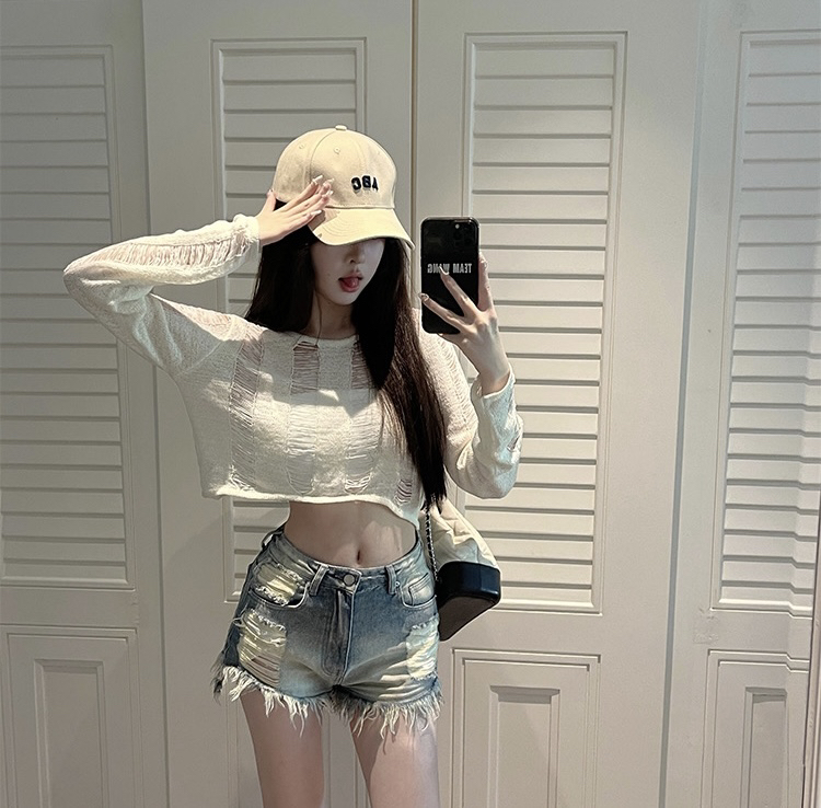 New in early autumn! [Amanda] Pure desire sexy hollow knitted sweater YS1-5141# PCZ