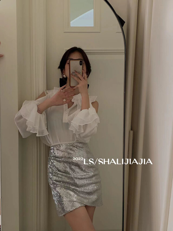 [LS] Temperament and elegant gradient sequined short skirt 8568-1
