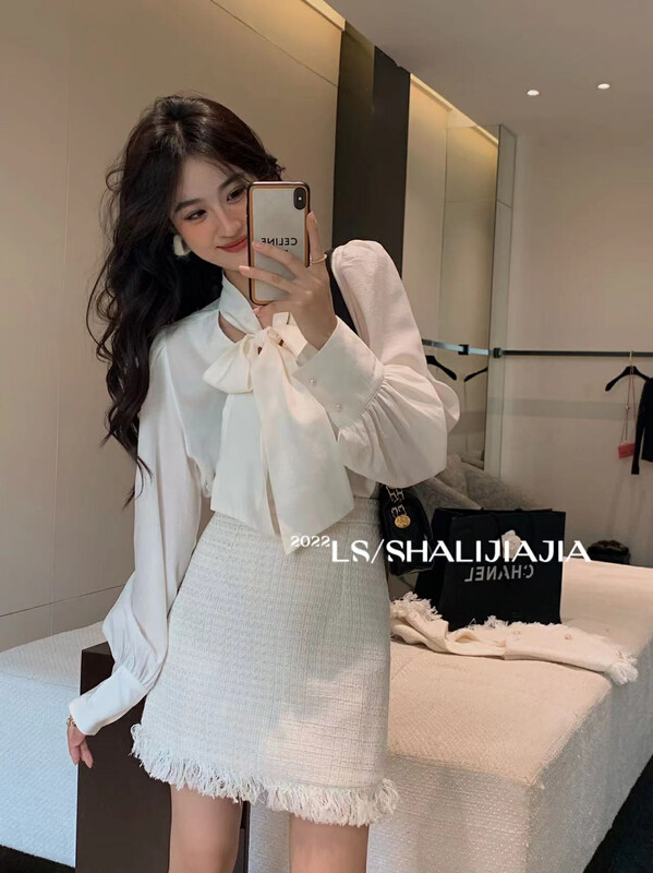 [LS] Design sense of high-quality bow collar shirt 2915# JHY