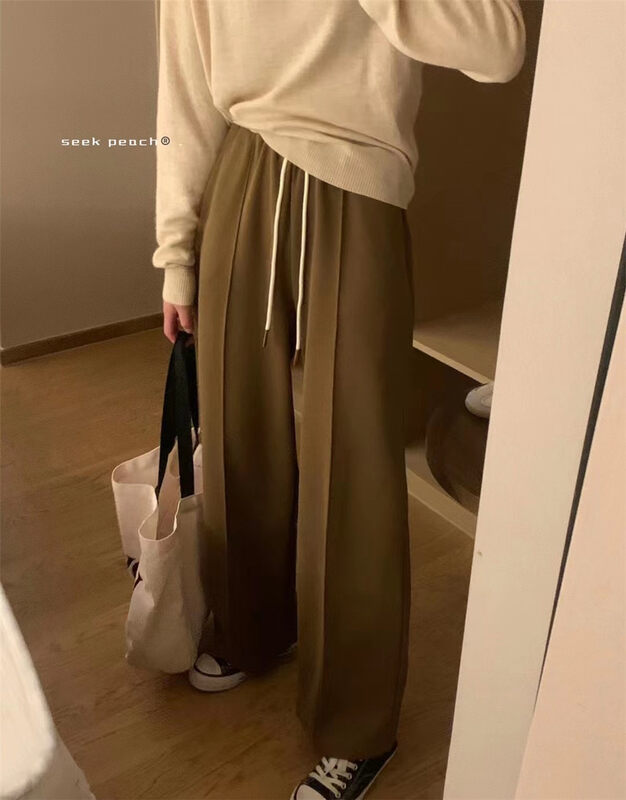 New in autumn! [SEEK PEACH] drawstring comfortable all-match casual pants 5751# L