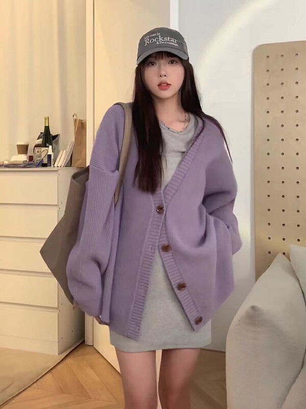 New in autumn!【MEET RAINBOW】Loose single-breasted all-match knitted cardigan 812# LSL