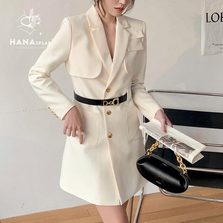 [HANNA Hanna] [Hanna] French style small fragrance round neck short coat women's 22 autumn windbreaker (with belt) H8092