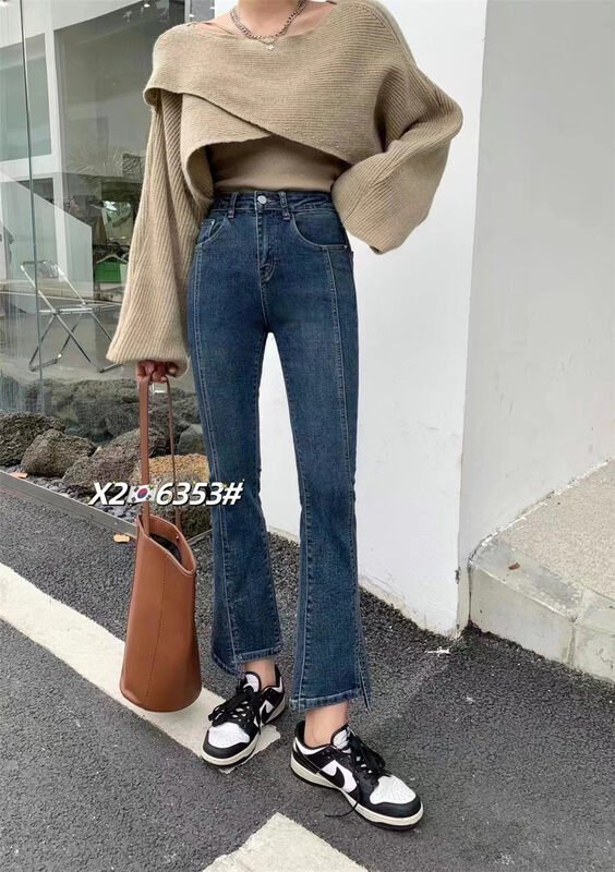 New in autumn! [X2 square] Irregular trousers comfortable all-match jeans NX6353# L