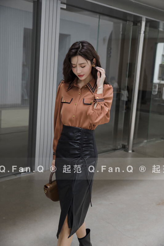 Autumn is new! [Fan] Drawstring design all-match skirt F8793-1# JHY