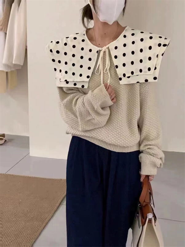 New in winter! [ARE YOU] Round neck loose pullover comfortable warm sweater (with shawl) YS1-533# L
