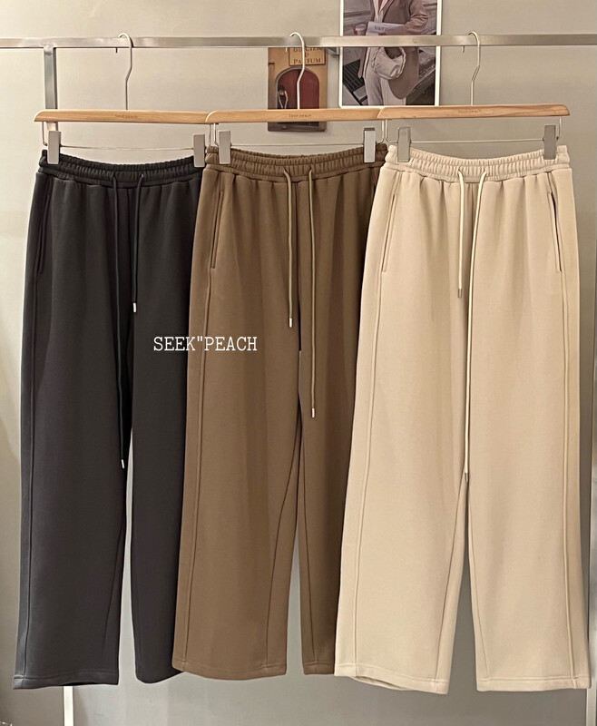 【SEEK PEACH】Korean style loose solid color lace-up casual pants 5878# L