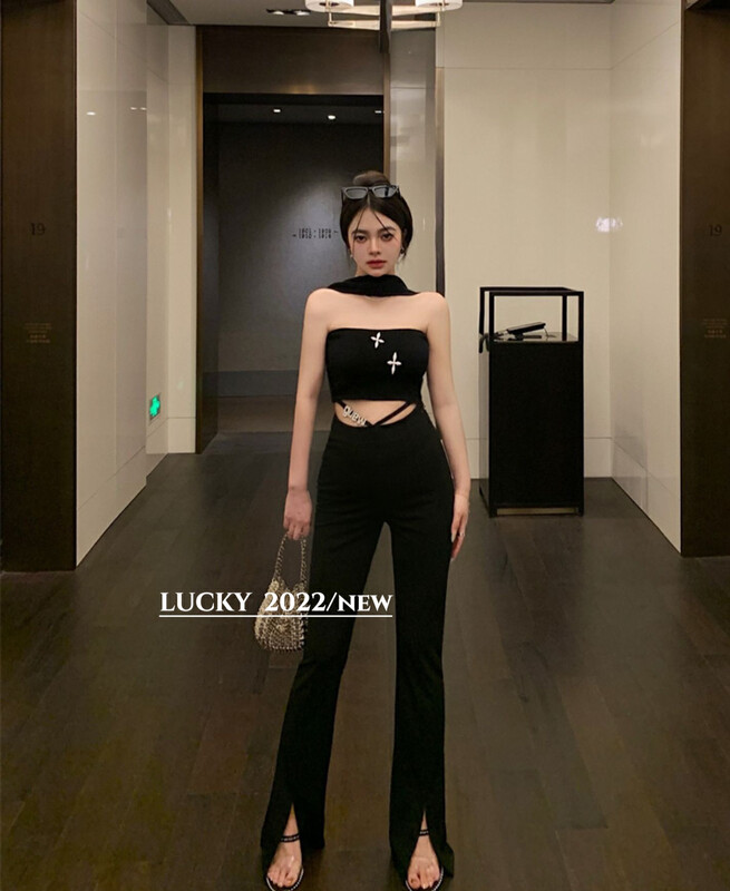 New in winter! [LUCKY] High waist, thin and tall, all-match split casual pants 1190-1# ZXX