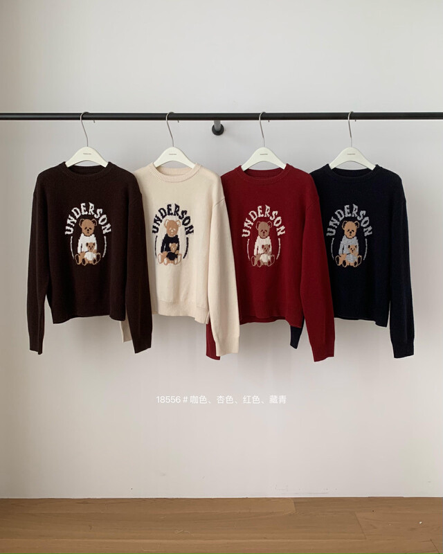New in autumn! [TG] round neck cartoon bear warm sweater 18556# CLS