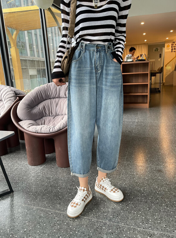 New in early autumn! [En Xier] Semi-elastic waist and thin all-match dad jeans K2838# FHX